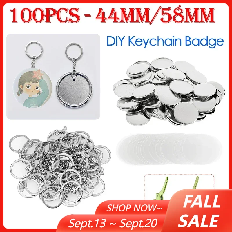 Button Badge Blank - 100 pièces 44mm 58mm porte-clés Badge